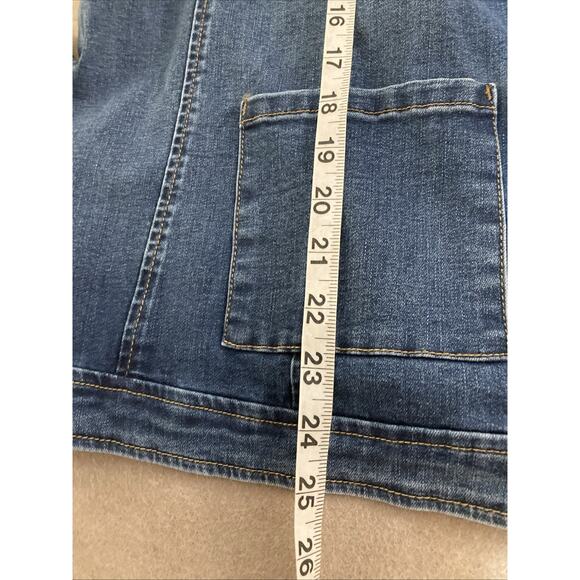 Chicos Jean Jacket Women Sz 4 New Perfect Stretch Pocket Denim Blue Utility $80 - Picture 8 of 8